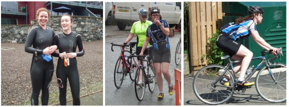 Wetsuits, eating, cycling